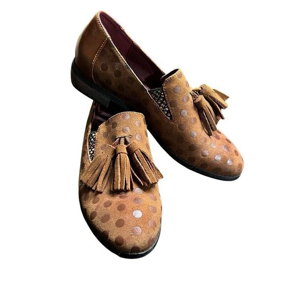 L'Artiste Spring Step Klasik Tassel Brown Suede Polka Dot Loafer Size 40 - Picture 4 of 7